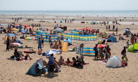 Busy beach Camber Sands.